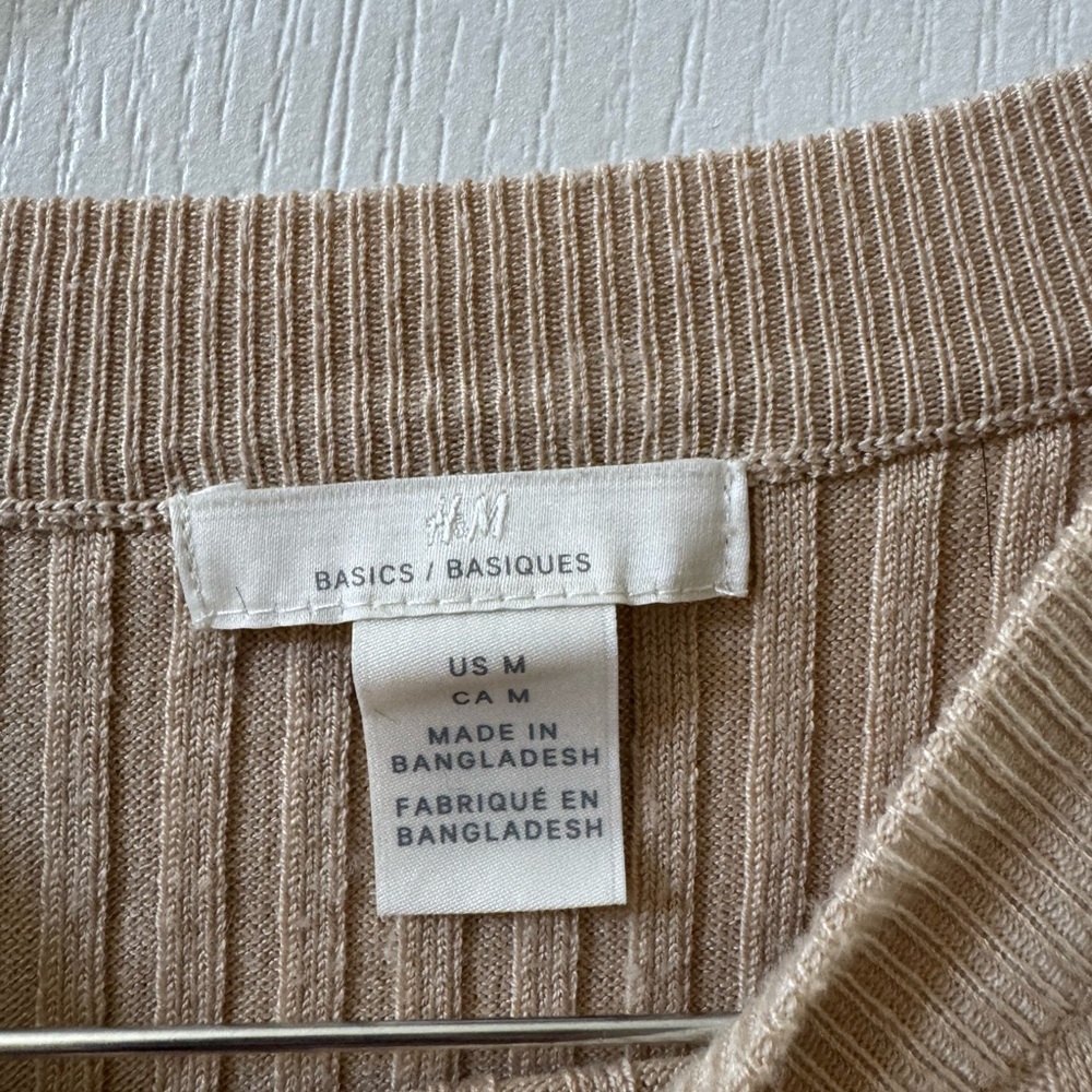 H&M Beige Ribbed Long Sleeve Top - Picture 2 of 3